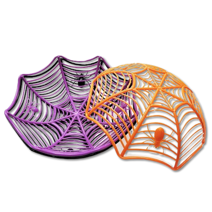 Halloween Candy Basket: Black Orange Spider Web Design for Trick or Treat Decoration